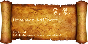 Hovanecz Nándor névjegykártya